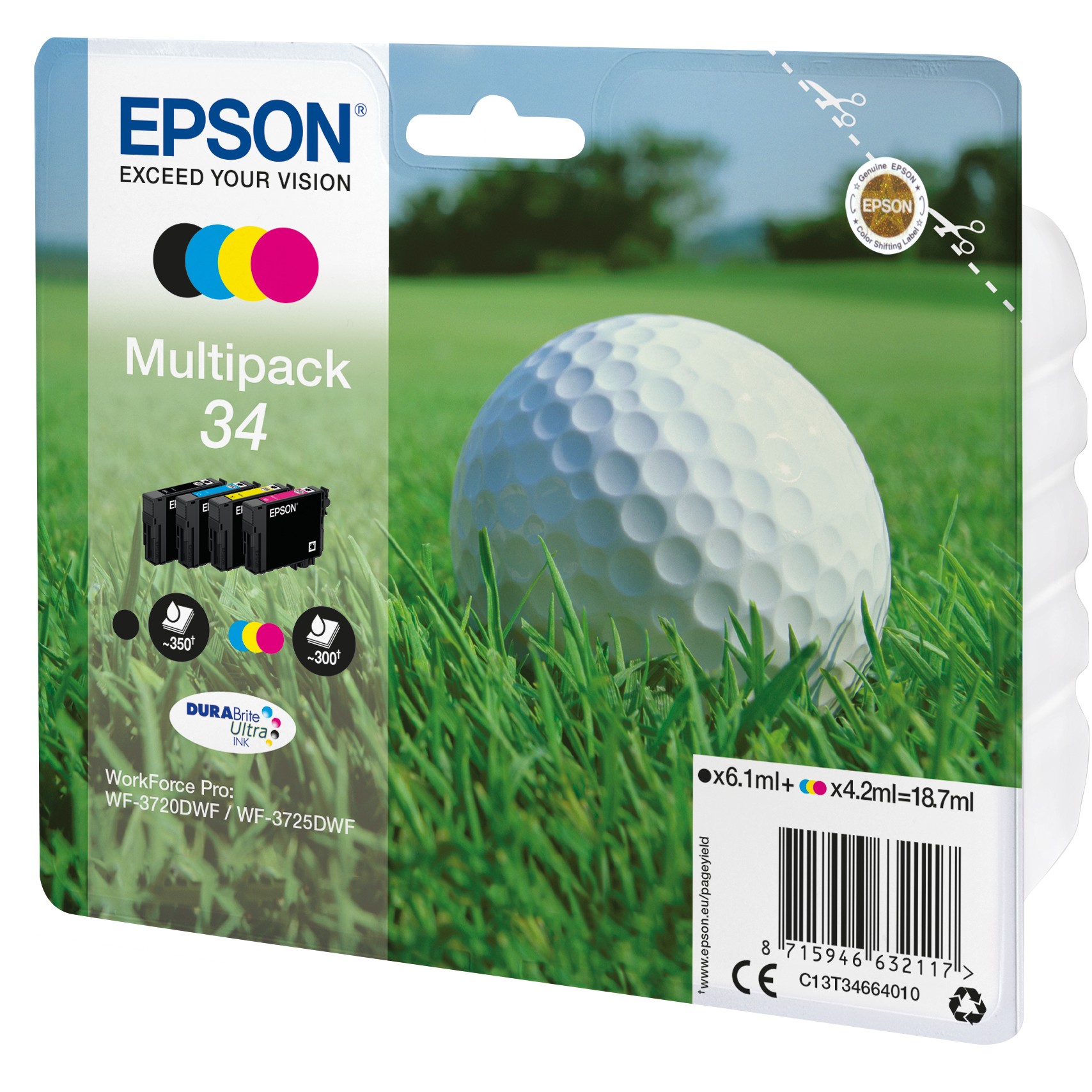 Epson Tinte 34 C13T34664010 4er Multipack (BKMCY) bis zu 300 Seiten