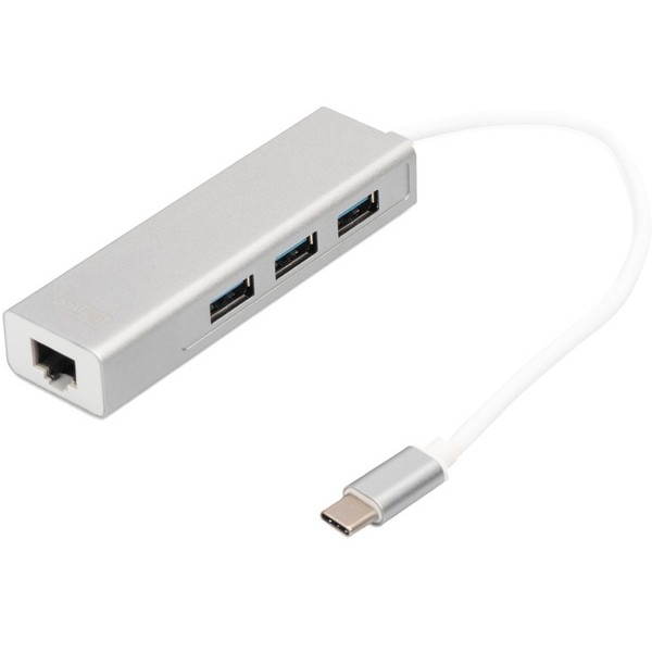 Digitus DA-70255 USB-C HUB 4-Port 3xUSB 3.0; Gigabit LAN