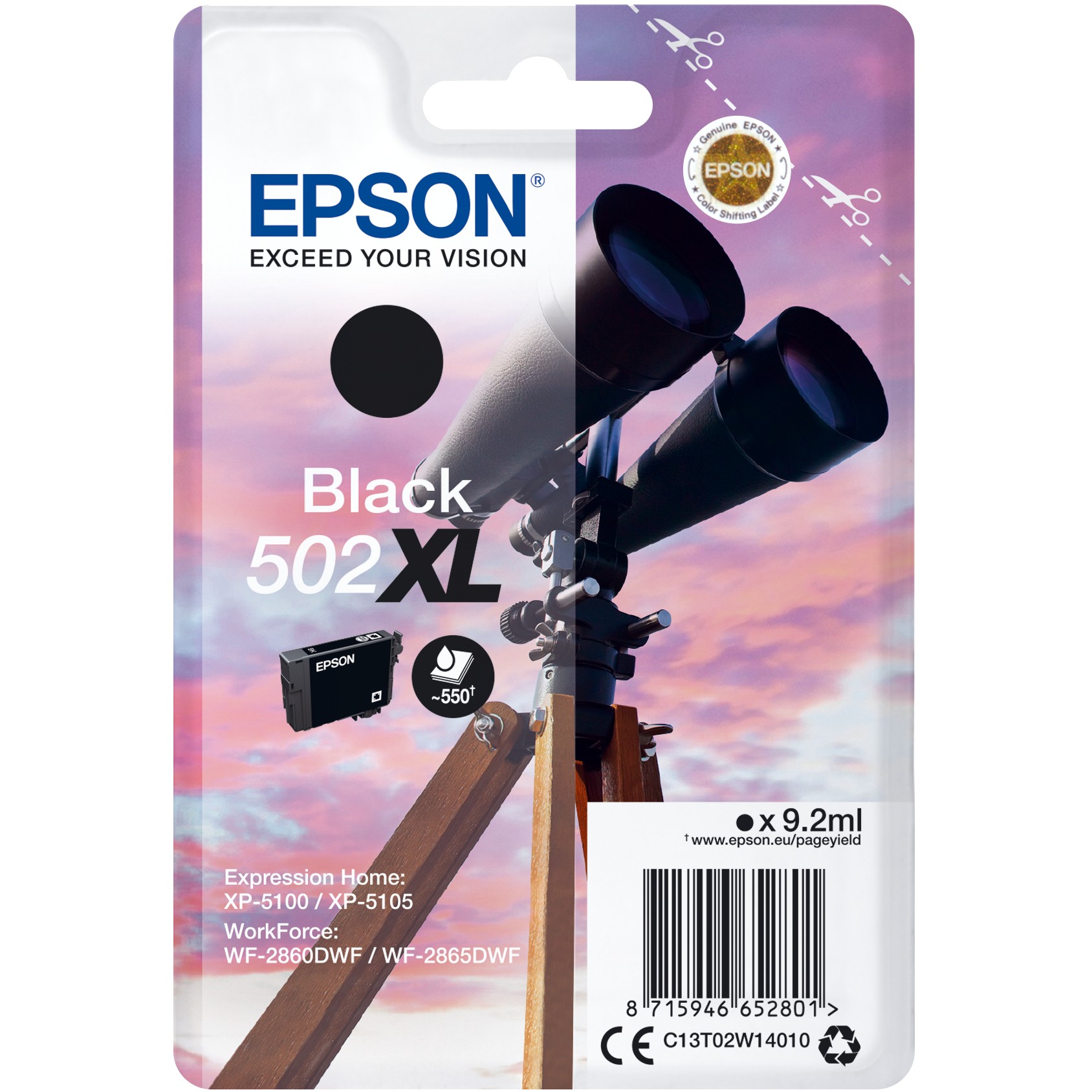 Epson Tinte 502XL C13T02W14010 Schwarz bis zu 550 Seiten