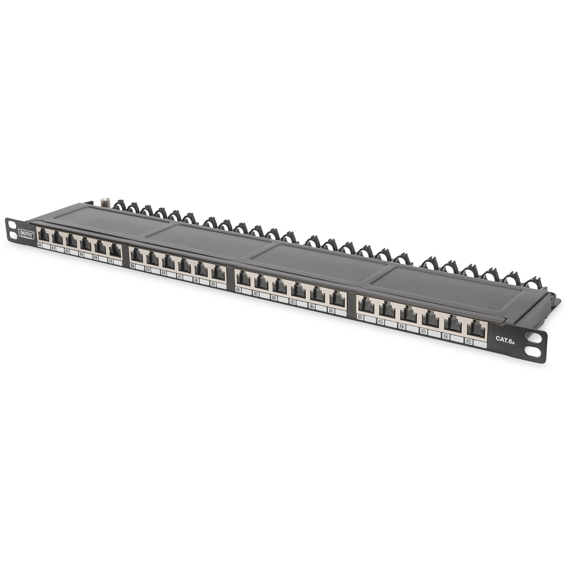 DIGITUS Patchpanel 0,5HE 24-Port Cat6a geschirmt schwarz