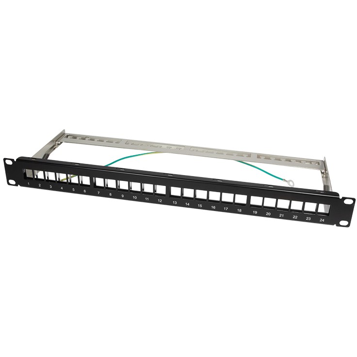 Patchpannel Keystone 24 Port 1 HE shielded, black LogiLink