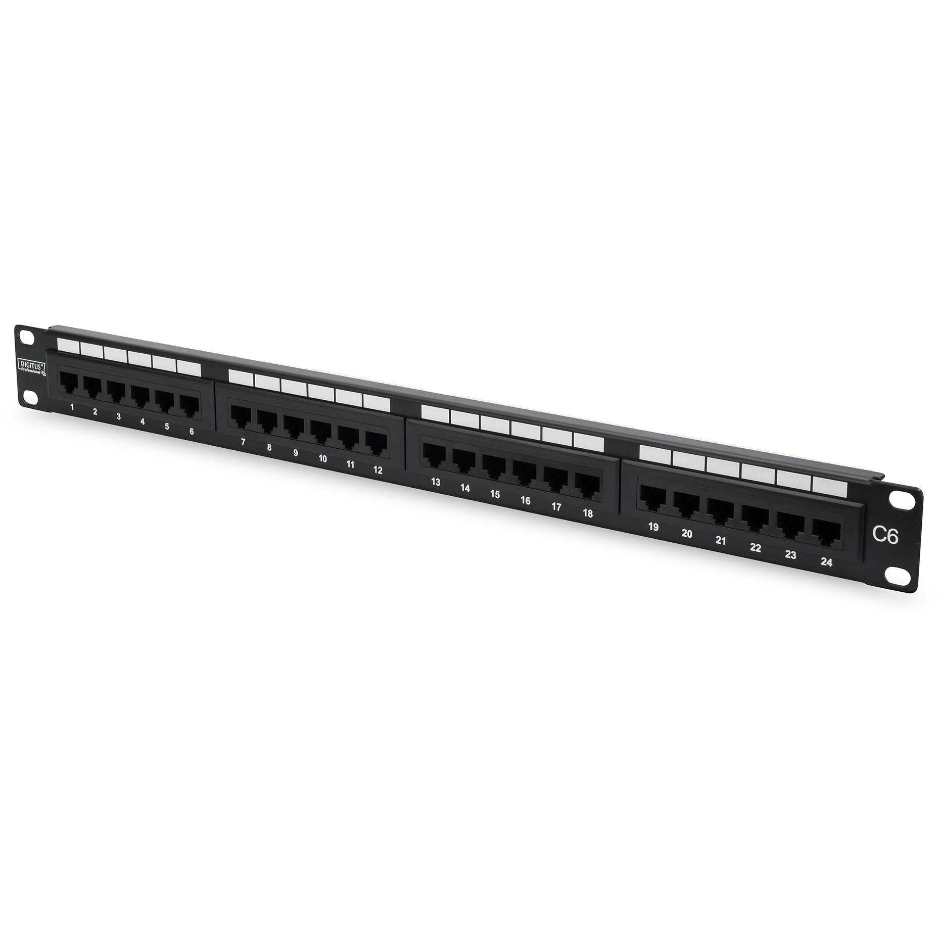 DIGITUS Patchpanel 1HE 24-Port Cat6 ungeschirmt schwarz