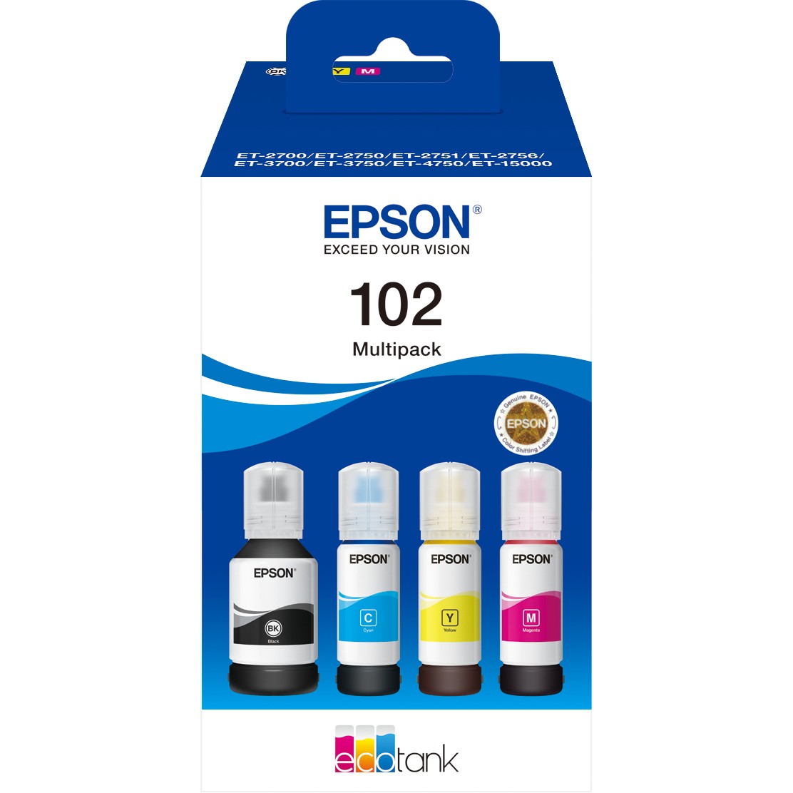 Epson Tinte 102 EcoTank C13T03R640 4er Multipack (BKMCY) bis zu 6.000 Seiten