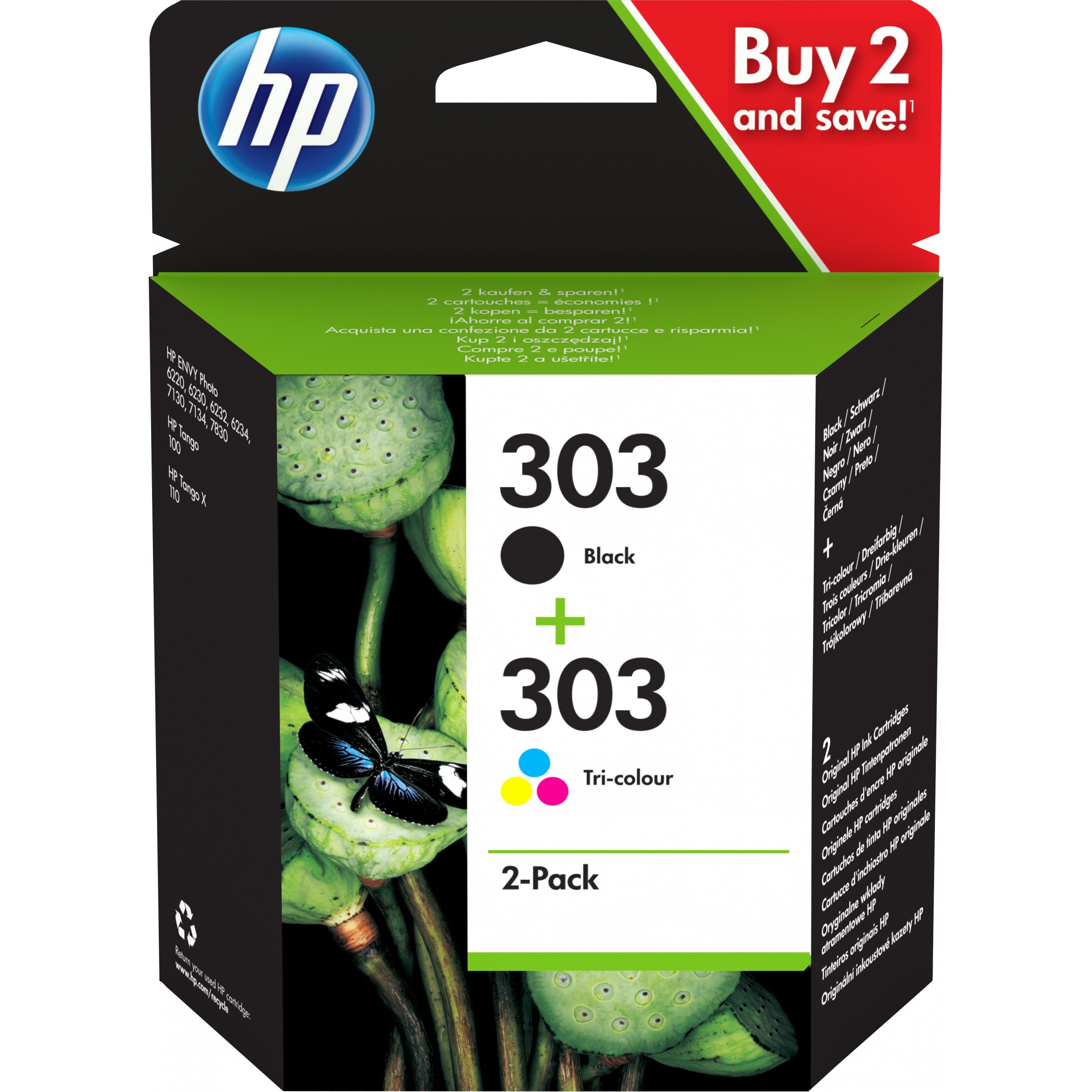 HP Tinte 303 3YM92AE Multipack Schwarz & Color (Cyan/Magenta/Gelb)