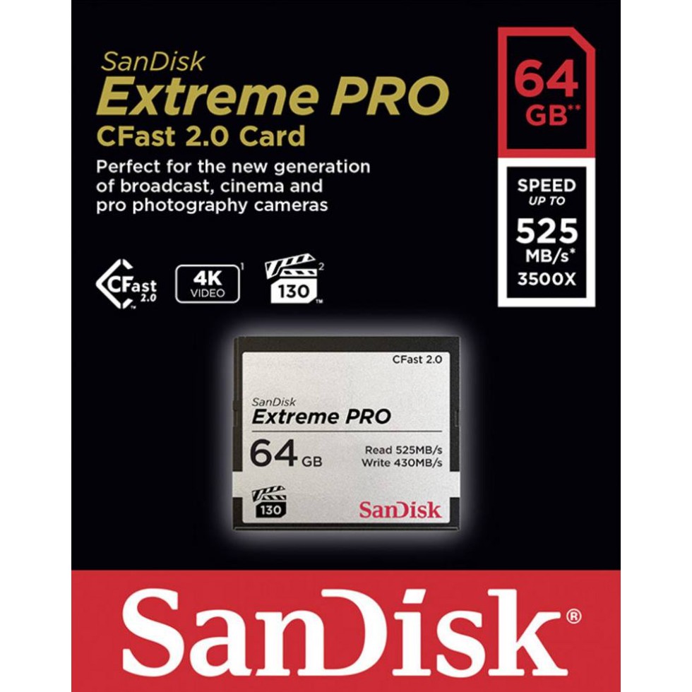 CARD 64GB SanDisk Extreme Pro 525MB/s CFast 2.0