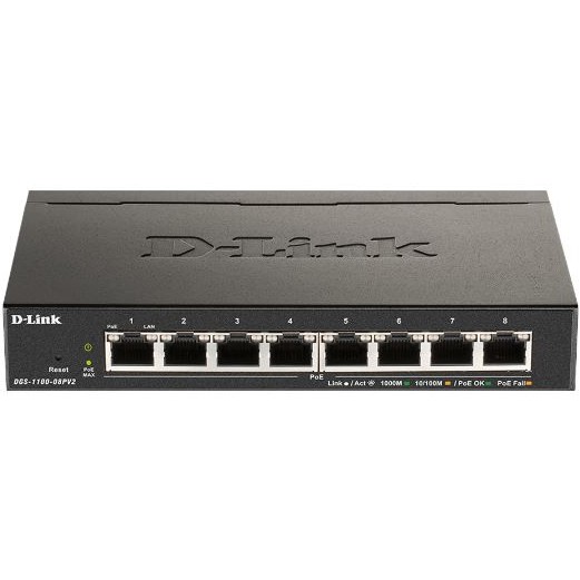 8P D-Link DGS-1100-08PV2 - Managed - L2/L3 - Gigabit Ethernet (10/100/1000) - Vollduplex - Power over Ethernet (PoE)