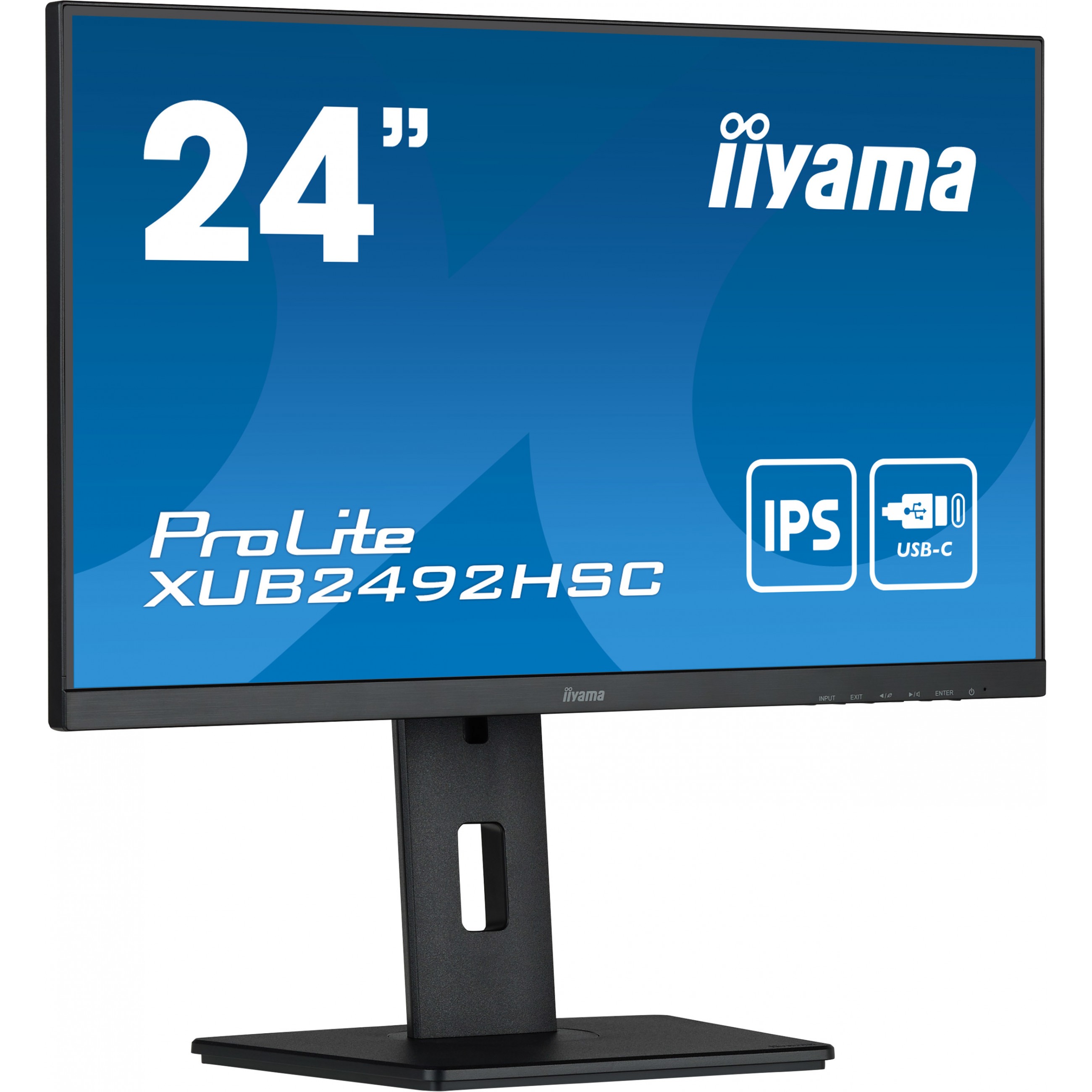 61cm/24'' (1920x1080) Iiyama XUB2492HSC-B5 16:9 4ms IPS HDMI DisplayPort USB VESA Pivot Speaker FullHD Black