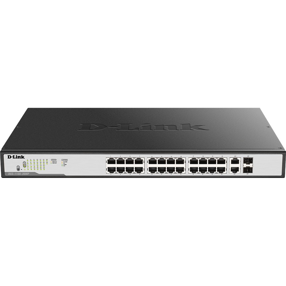 24P+2P D-Link DGS-1100-26MPV2/E M RM 2xSFP PoE (370W)