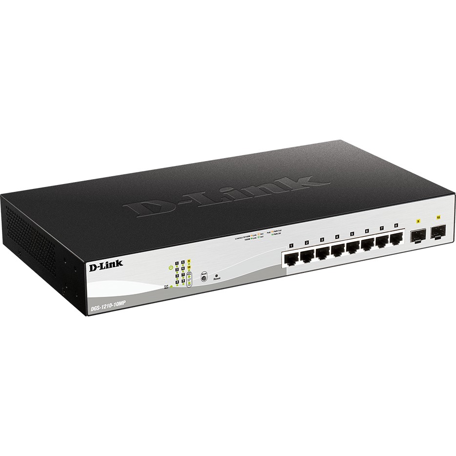 8P+2P D-Link DGS-1210-10MP/E M RM 2xSFP PoE (130W)