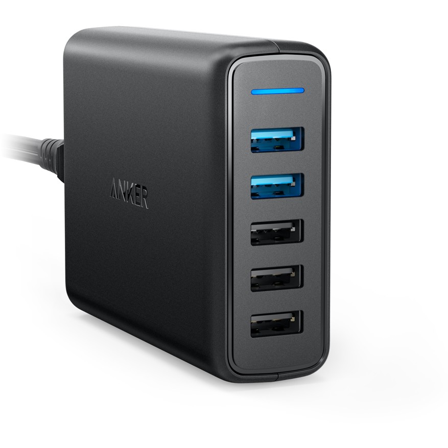 Anker PowerPort Speed 5 Charger 5-Port USB-A 63W black