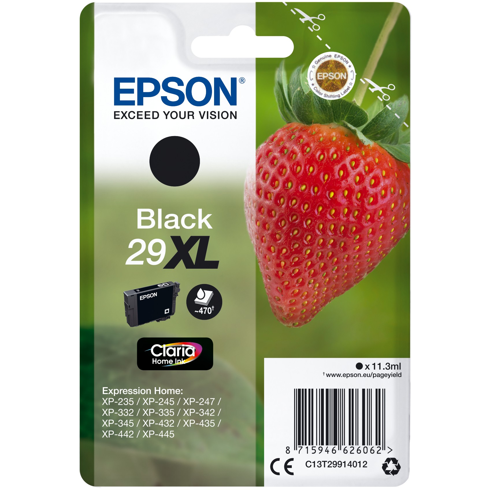 Epson Tinte 29XL C13T29914012 Schwarz bis zu 470 Seiten
