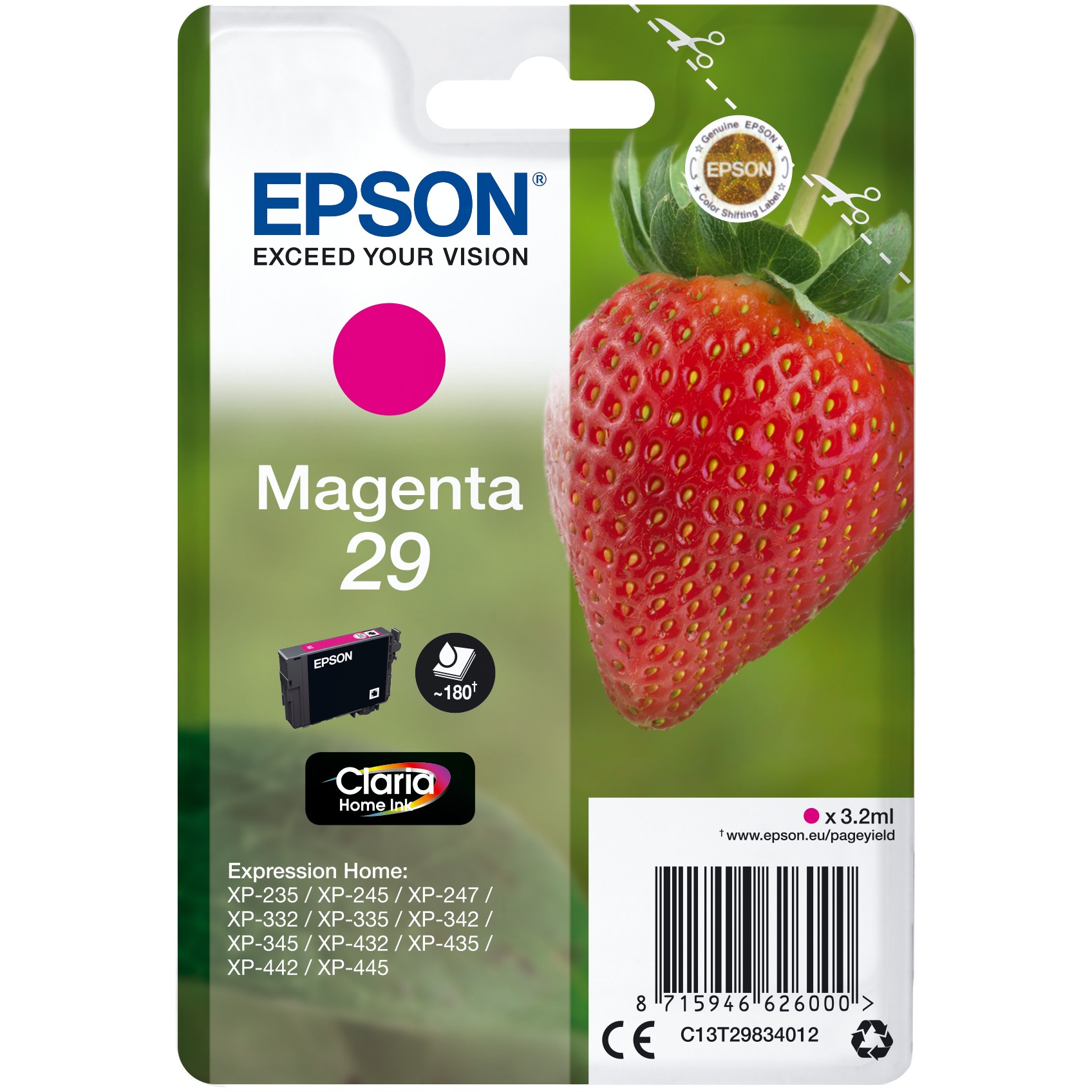 Epson Tinte 29 C13T29834012 Magenta bis zu 180 Seiten