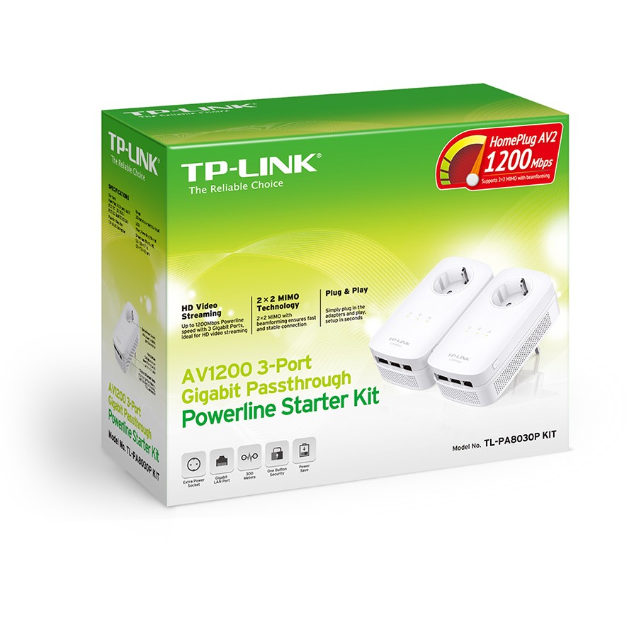 INTD TP-LINK Powerline PA8030P KITTL-PA8030P KIT AV1300-Gigabit-Powerline-Adapter KIT mit Steckdose