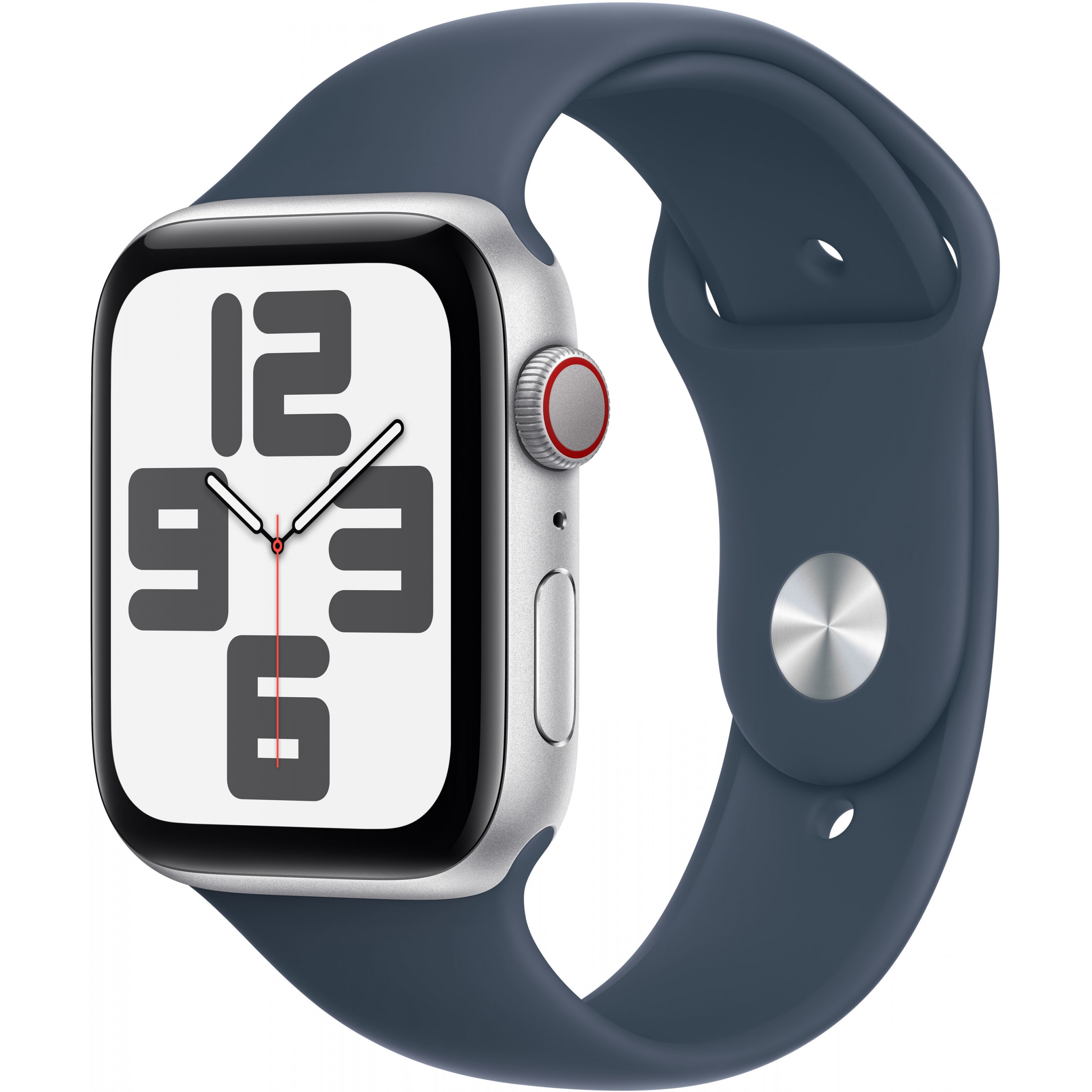 Apple Watch SE Aluminium Cellular 44mm Silber (Sportarmband sturmblau) M/L