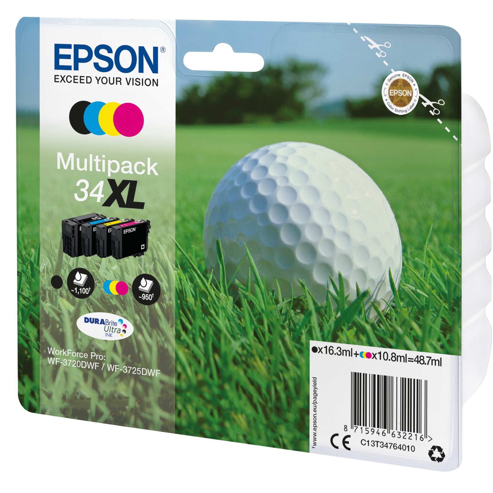 Epson Tinte 34XL C13T34764010 4er Multipack (BKMCY) bis zu 950 Seiten