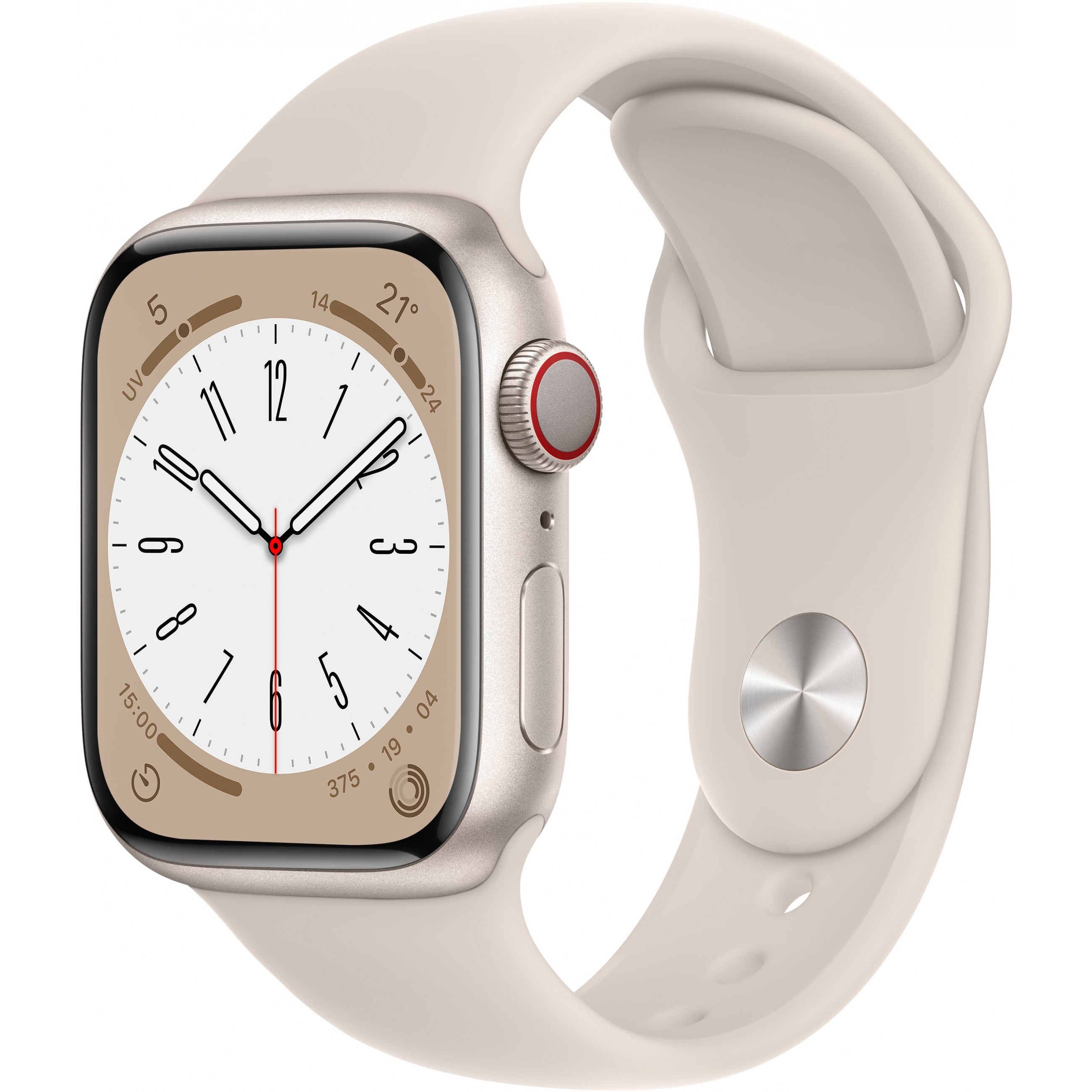 Apple Watch Series 8 Aluminium Cellular 41mm Polarstern (Sportarmband polarstern) *NEW*