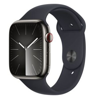 Apple Watch S9 Edelstahl Cellular 45mm Graphit (Sportarmband mitternacht) S/M