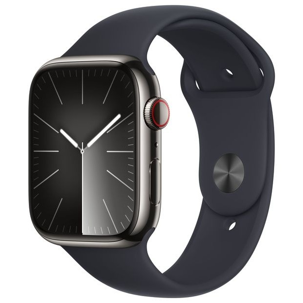 Apple Watch S9 Edelstahl Cellular 45mm Graphit (Sportarmband mitternacht) M/L NEW
