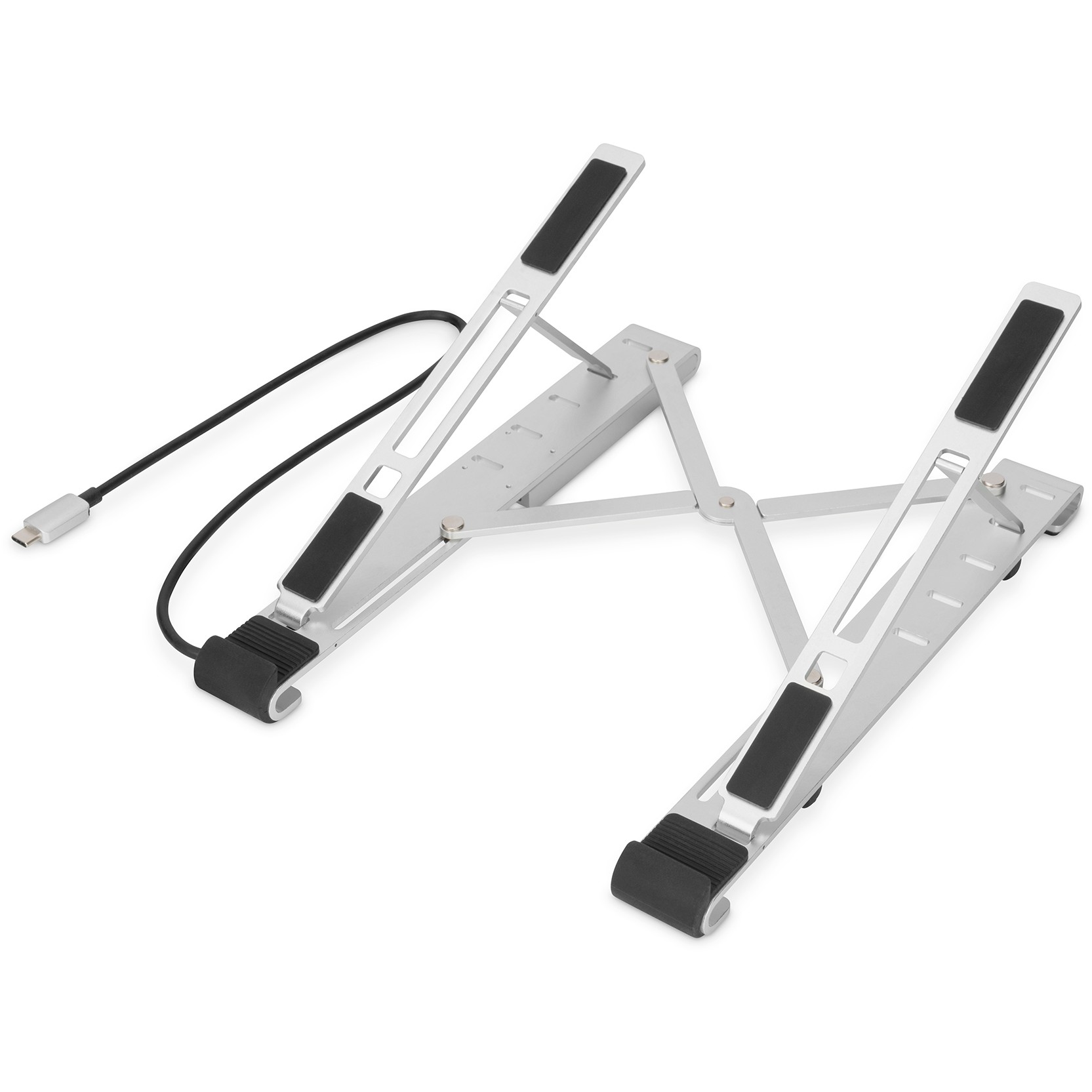 Notebook-Ständer mit integriertem USB-C™ Hub 5-Port PD Ladefunktion DIGITUS Silber
