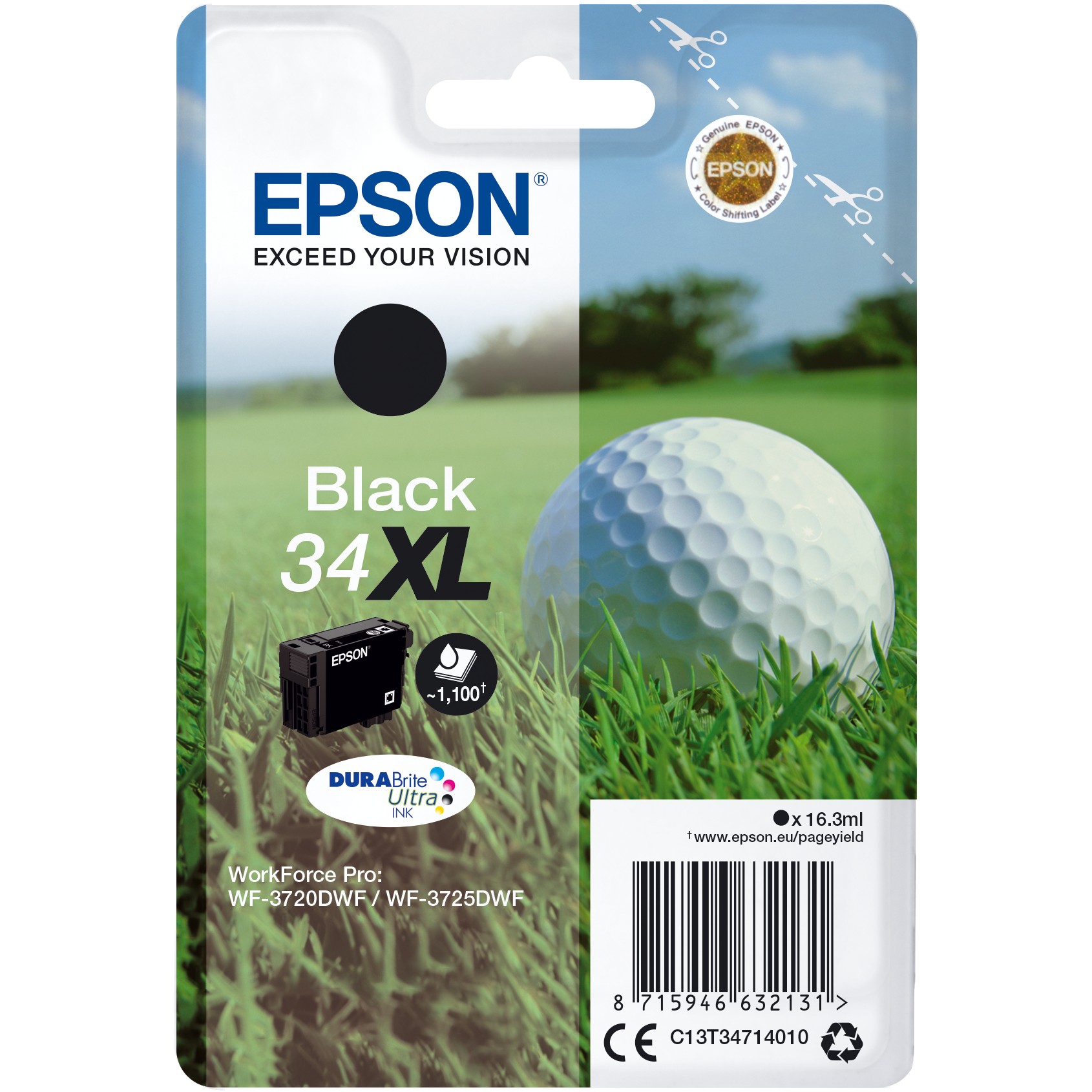 Epson Tinte 34XL C13T34714010 Schwarz bis zu 1.100 Seiten
