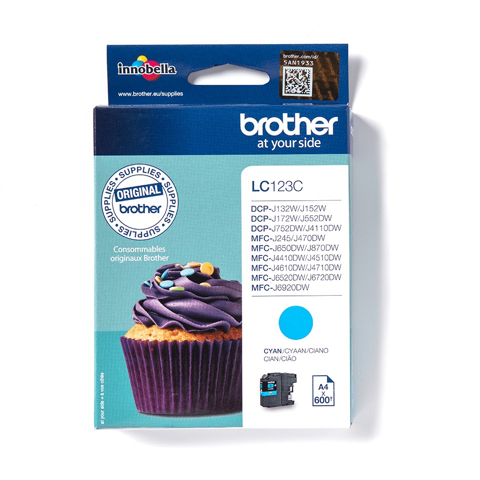 Brother Tinte LC-123C Cyan bis zu 600 Seiten nach ISO/IEC 24711