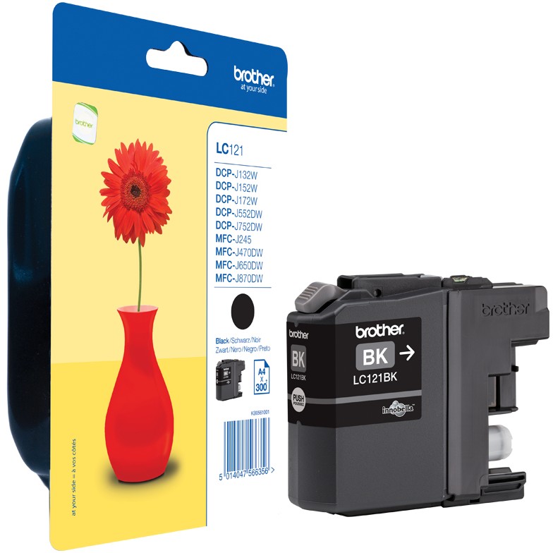 Brother Tinte LC-121BK Schwarz bis zu 300 Seiten nach ISO/IEC 24711