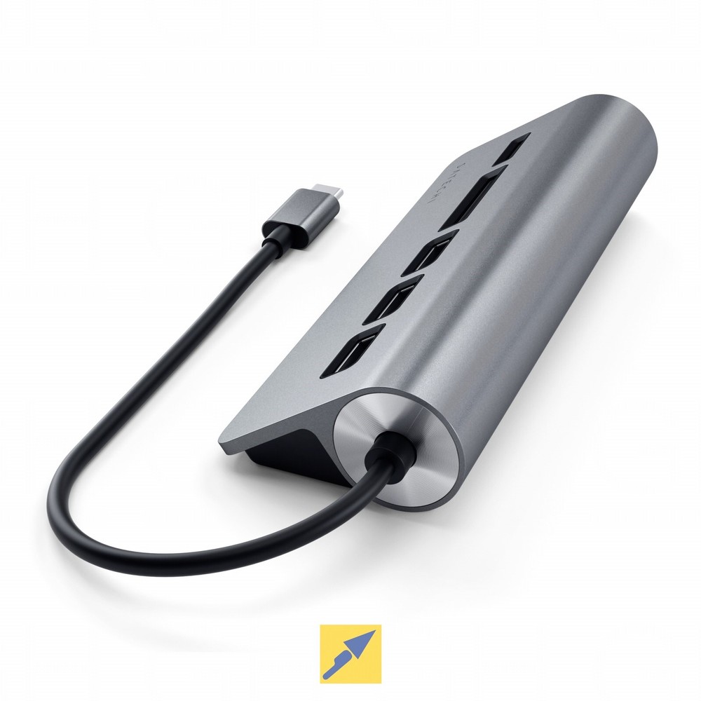 Satechi Type-C Aluminum USB Hub & Card Reader, Space Grau, ST-TCHCRM