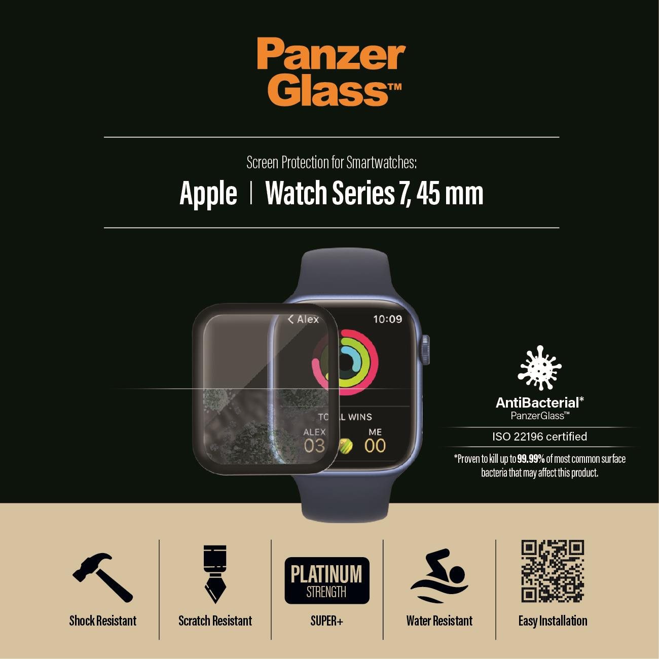 PanzerGlass Displayschutz für Apple Watch Series 9/8/7 45mm