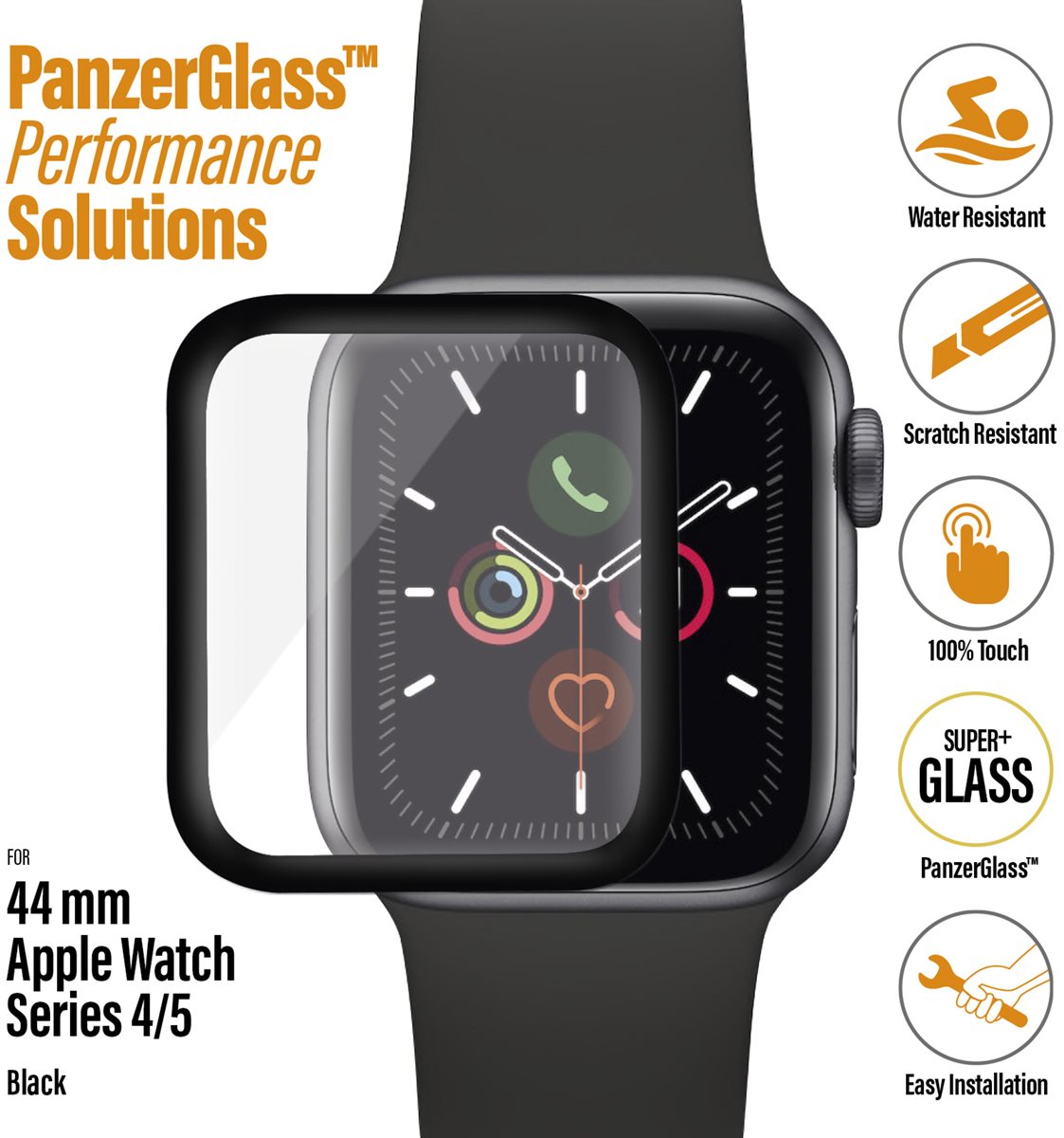 PanzerGlass f. Apple Watch Series 4/5 44mm. Black