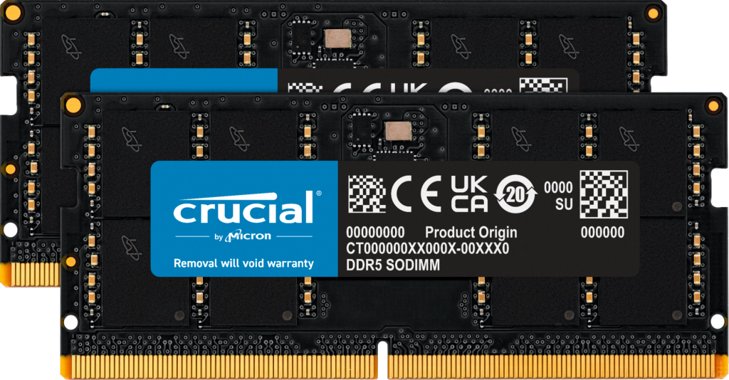 64GB (2x32GB) Crucial DDR5-4800 CL 40 SO-DIMM RAM Notebook Speicher Kit CT2K32G4