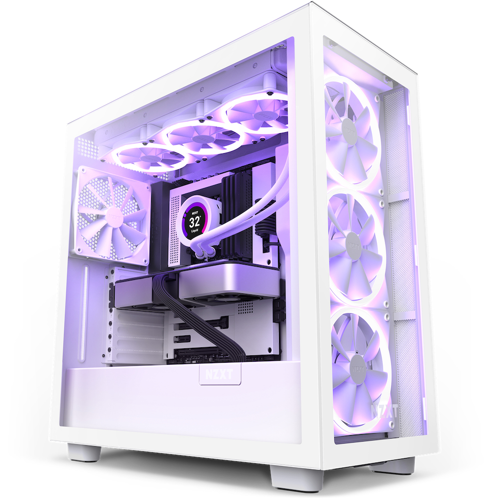 NZXT H7 Elite White 2023 RGB Midi Tower ATX Gaming Gehäuse mit Glasfenster