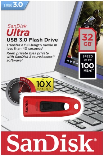 SanDisk Ultra 32GB RED USB 3.0 Stick rot SDCZ48-032G-U46R