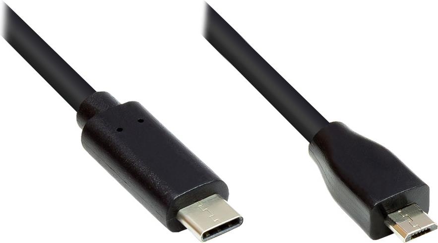 Good Connections Anschlusskabel 1m USB 2.0 USB-C zu USB 2.0 Micro B schwarz