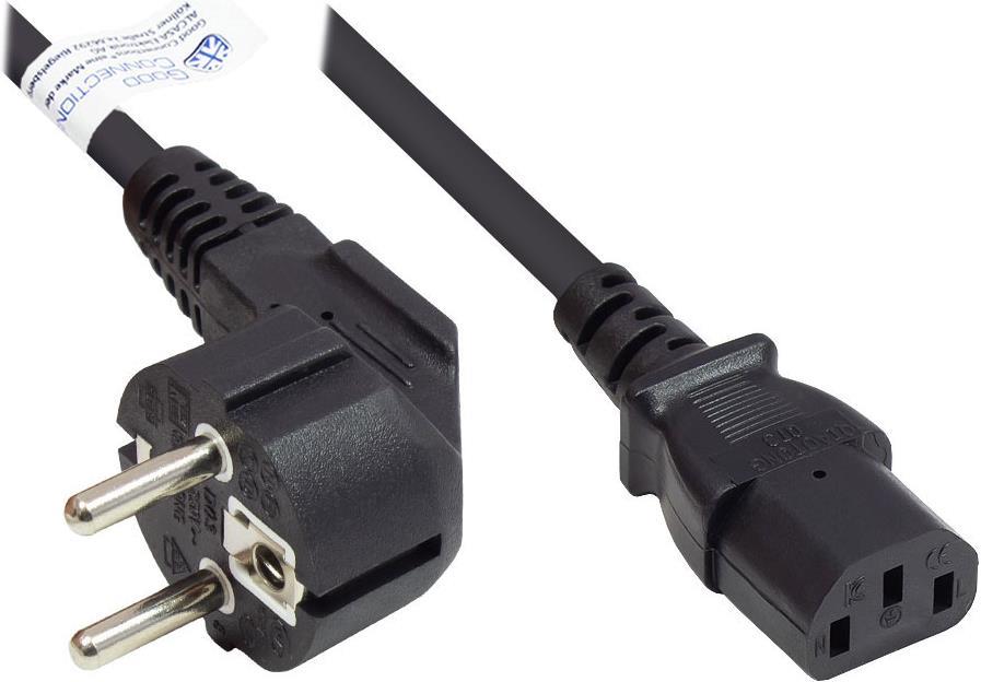 Good Connections Netzkabel Schutzkontakt an C13 (gerade), schwarz, 0,5 m