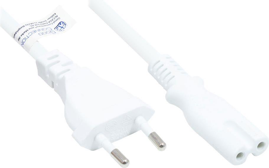 Good Connections Euro-Netzkabel Euro-Stecker an C7/Euro 8 Buchse, weiß, 1,5 m