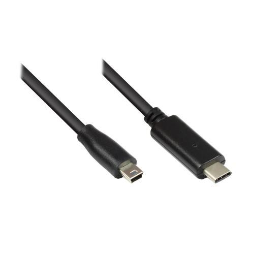 Good Connections Anschlusskabel 1m USB 2.0 USB-C zu USB 2.0 Mini-B schwarz