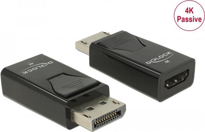 Delock Adapter DisplayPort 1.2 Stecker zu HDMI Buchse 4K Passiv schwarz
