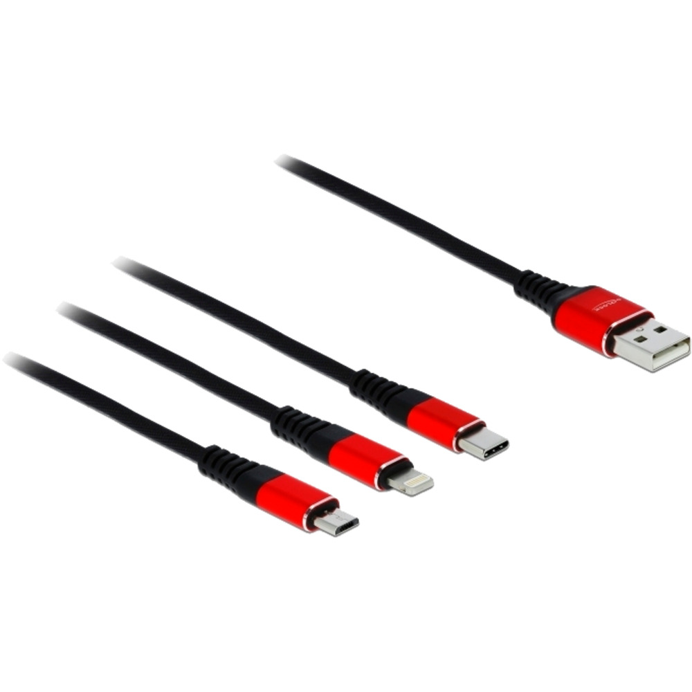 Delock USB Ladekabel 3 in 1 Typ-A zu Lightning™ / Micro USB / USB Type-C™ 1 m