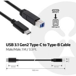 Club 3D USB 3.1 Kabel 1m Typ-C zu Typ-B Gen2 St./St. schwarz