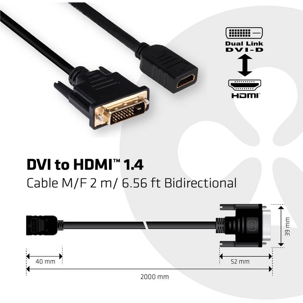 Club 3D DisplayPort Adapter DP zu DVI-I Dual Link aktiv St./Bu. schwarz CAC-1010