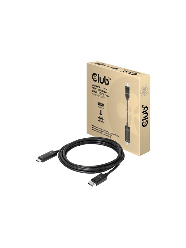 Club 3D DisplayPort 1.4 auf HDMI 4K 120Hz oder 8K 60Hz HDR10 Kabel 3m St./St.