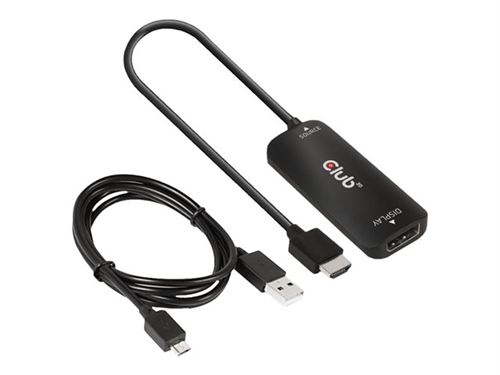 Club 3D HDMI + Micro USB auf DisplayPort 4K120Hz oder 8K30Hz St/B Adapter