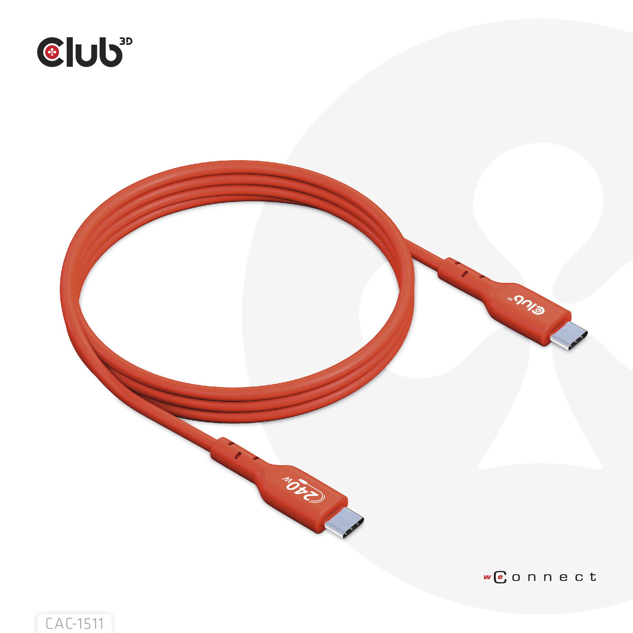Club3D Kabel USB 2 Typ C PD 240W / 480Mb 1m St/St