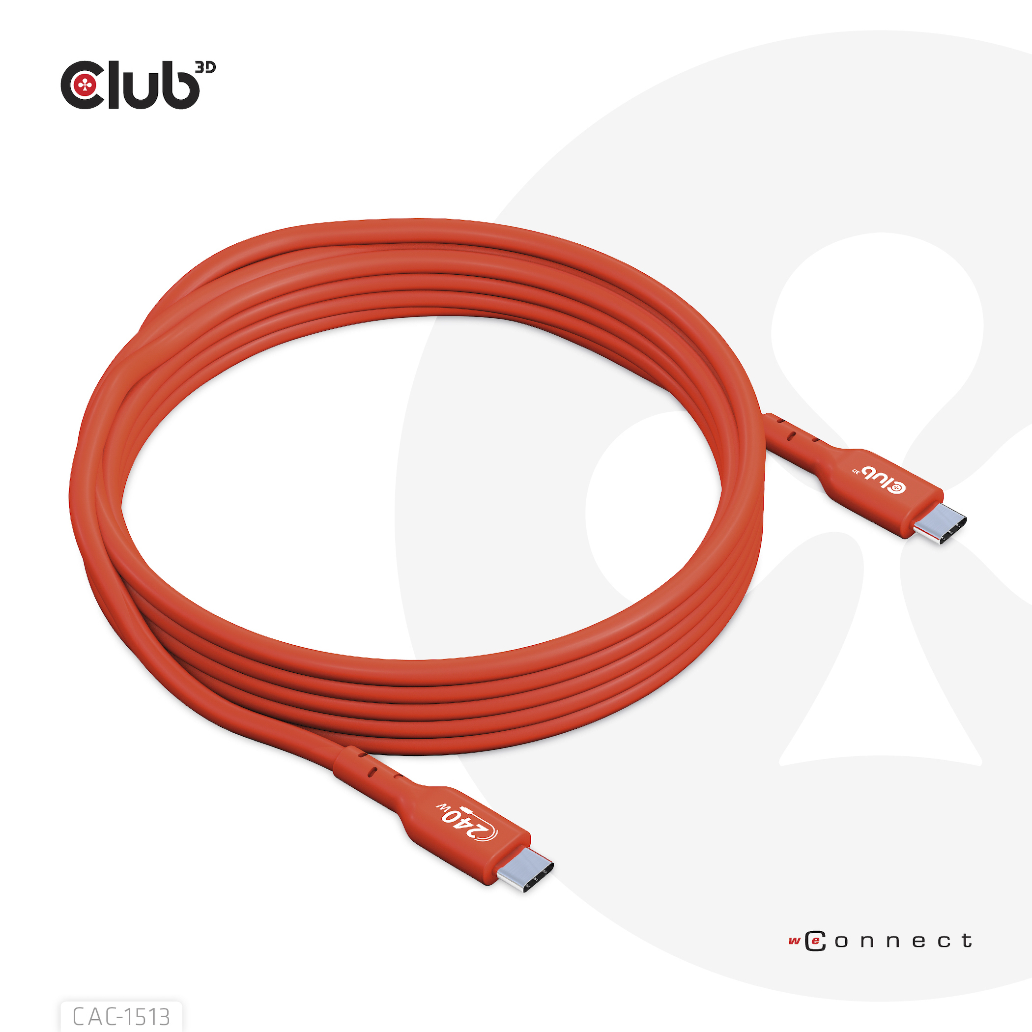 Club 3D USB 2.0 Typ-C Kabel Bidirektional USB-IF 480Mb PD 240W St./St. 3m orange