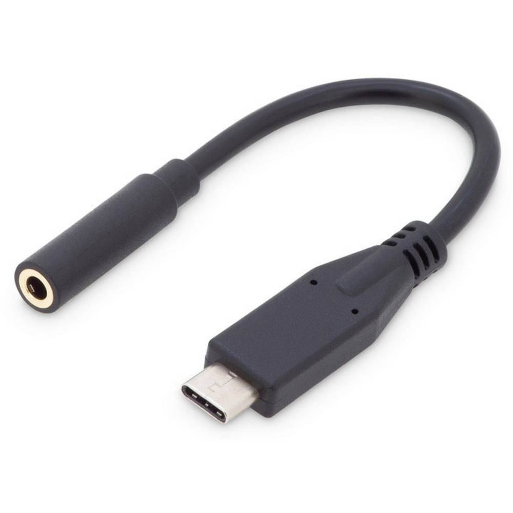 DIGITUS USB C Audio Adapterkabel Typ C -Klinke St/Bu 0,2m,sw
