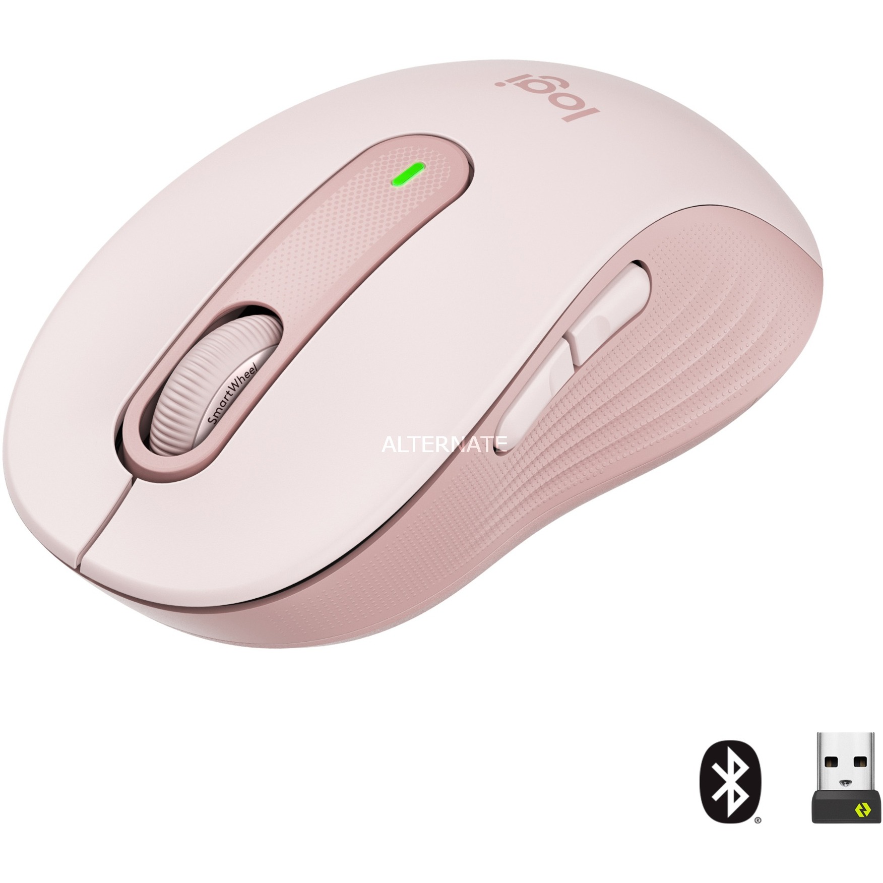 Logitech Signature M650 Mouse optical 5 buttons wireless Bluetooth 2.4 GHz Bolt USB receiver rose