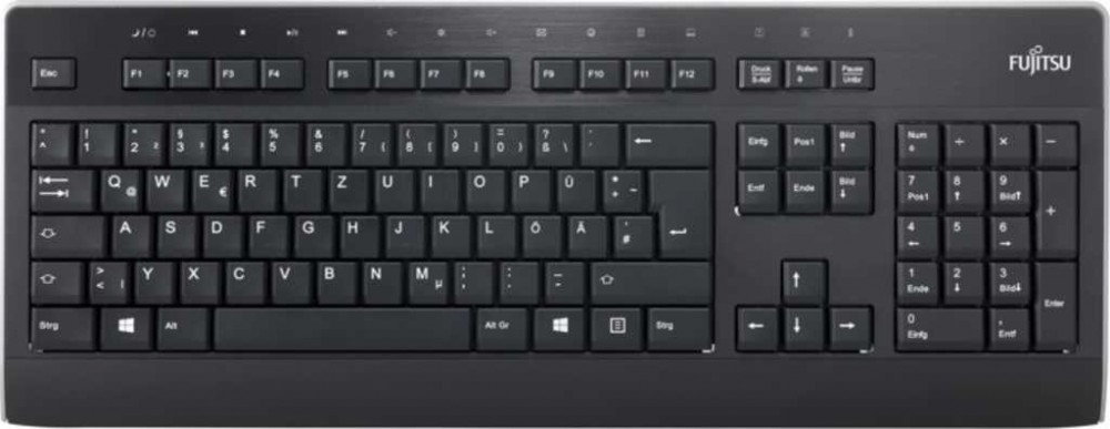 Fujitsu KB955 Kabelgebundene USB-Tastatur deutsches Layout schwarz 1,8m Kabel