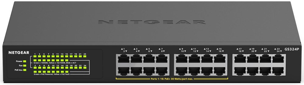 NETGEAR Switch 24x GE GS324P-100EUS PoE+
