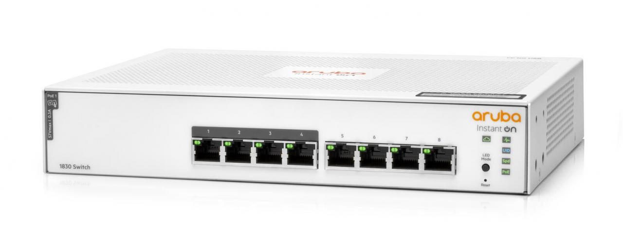 HPE Aruba Instant On 1830 8G 4p Class4 PoE 65W 8-Port Smart Managed Switch