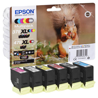 Epson C13T379D4010 Druckerpatronen Multipack 378XL / 478XL (BK,C,M,Y, R, GR)